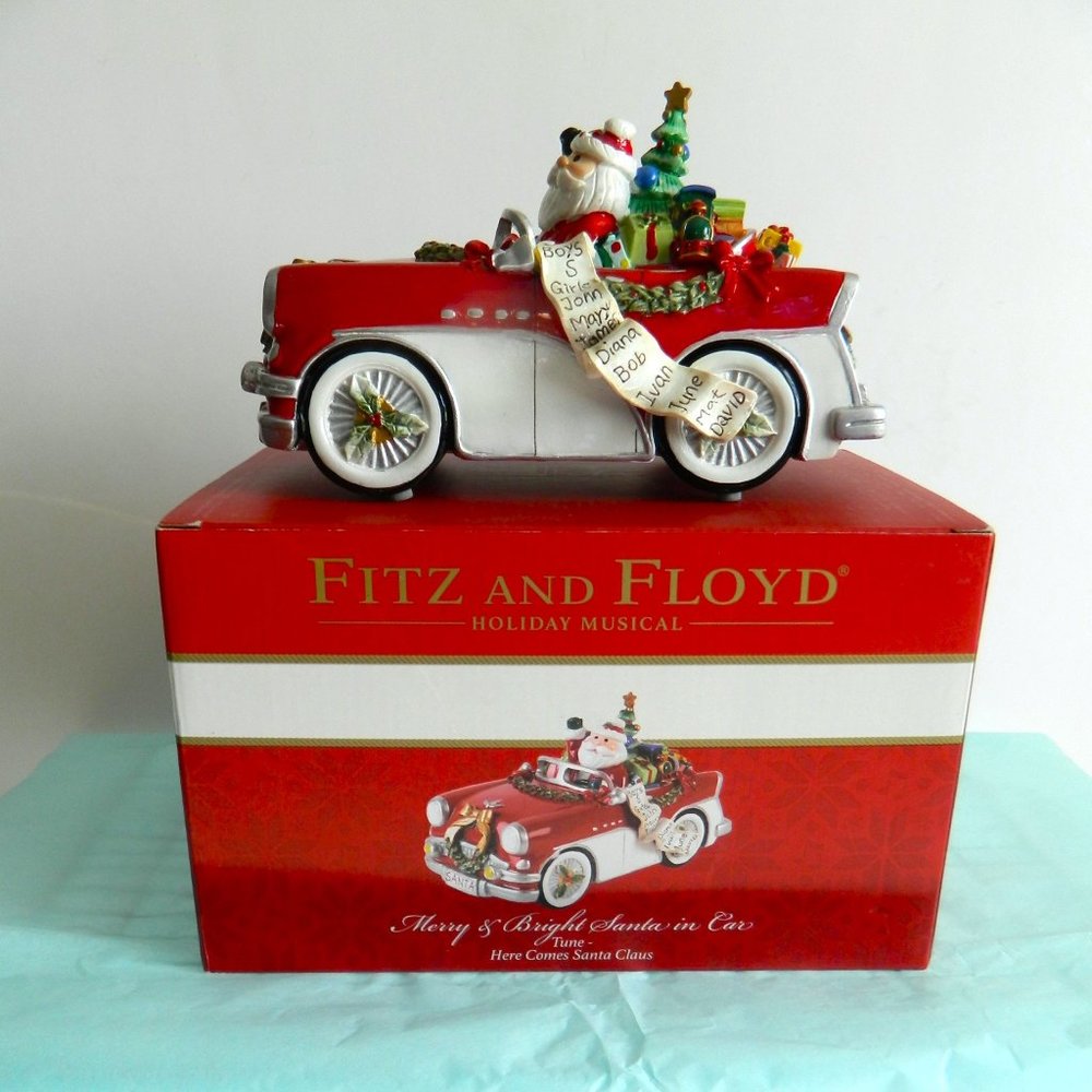 Fitz and Floyd Christmas Santa Musical Car